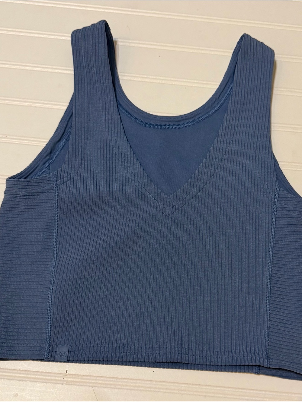 lululemon athletica Ribbed V-Neck Cropped Tank Top in Dusty Blue - Picture 6 of 9